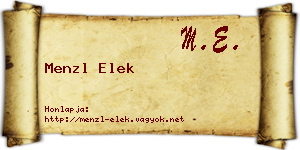 Menzl Elek névjegykártya